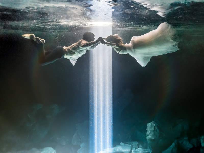 Underwater Cave Wedding Photo by Misti Marquette of Bohemia Photography