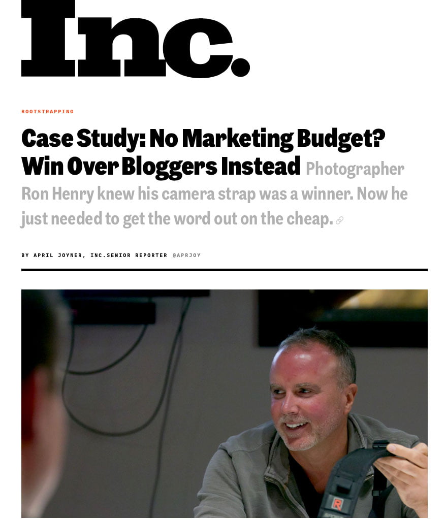 Inc Article on Ron Henry, BlackRapid 1 Inc Article on Ron Henry, BlackRapid 1