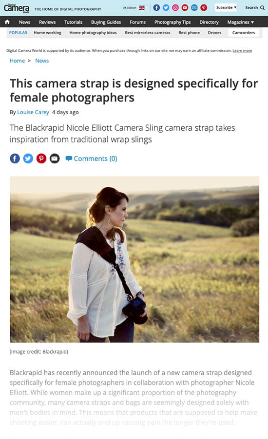 UK's Digital Camera World Reviews BlackRapid's Nicole Elliott Line of Women's Camera Straps 1 UK's Digital Camera World Reviews BlackRapid's Nicole Elliott Line of Women's Camera Straps 1